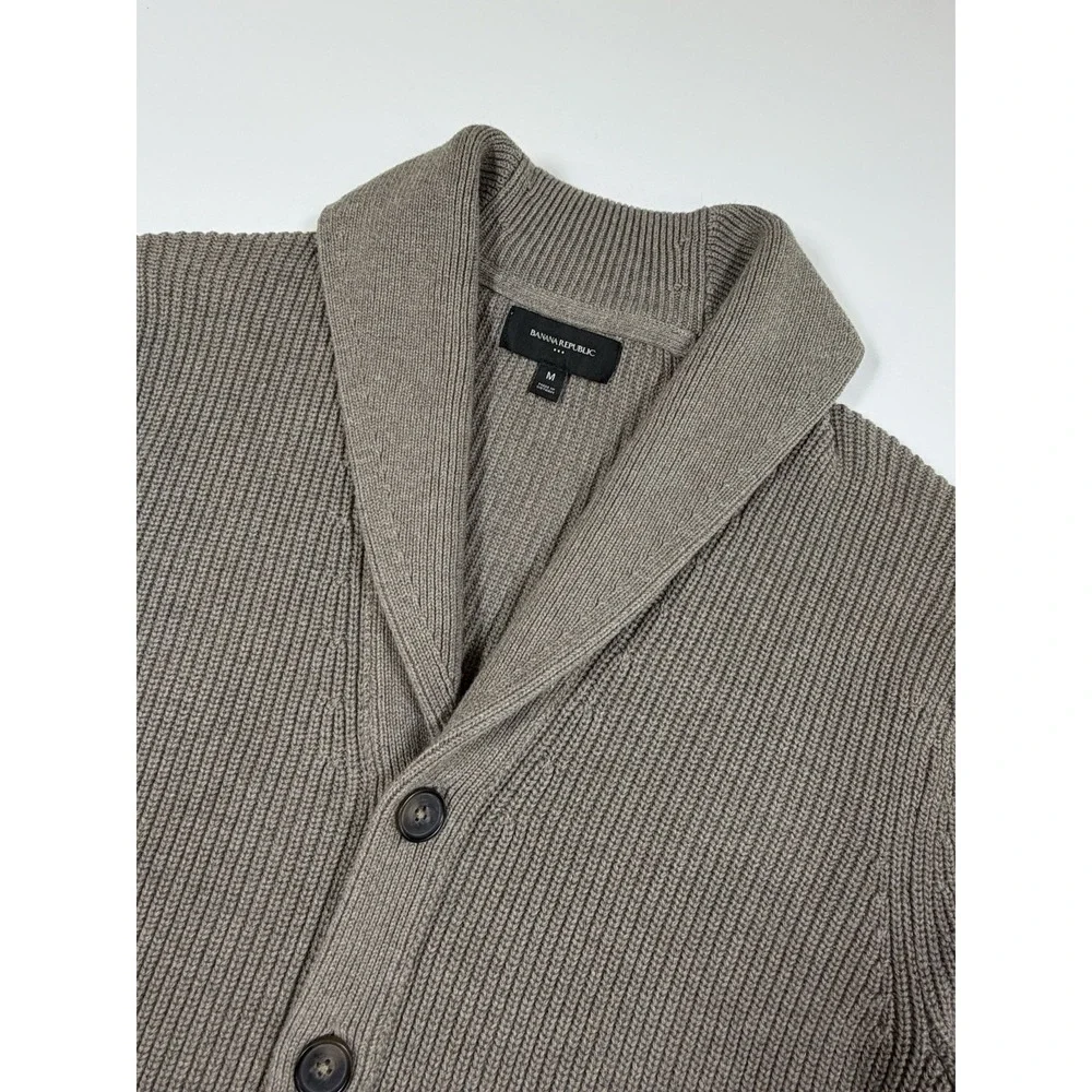 Banana Republic Textured Striped Shawl Collar Cardigan Men's Size Medium Pockets